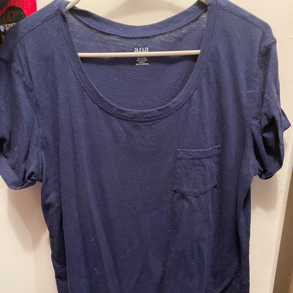 Blue Swoop Neck Top